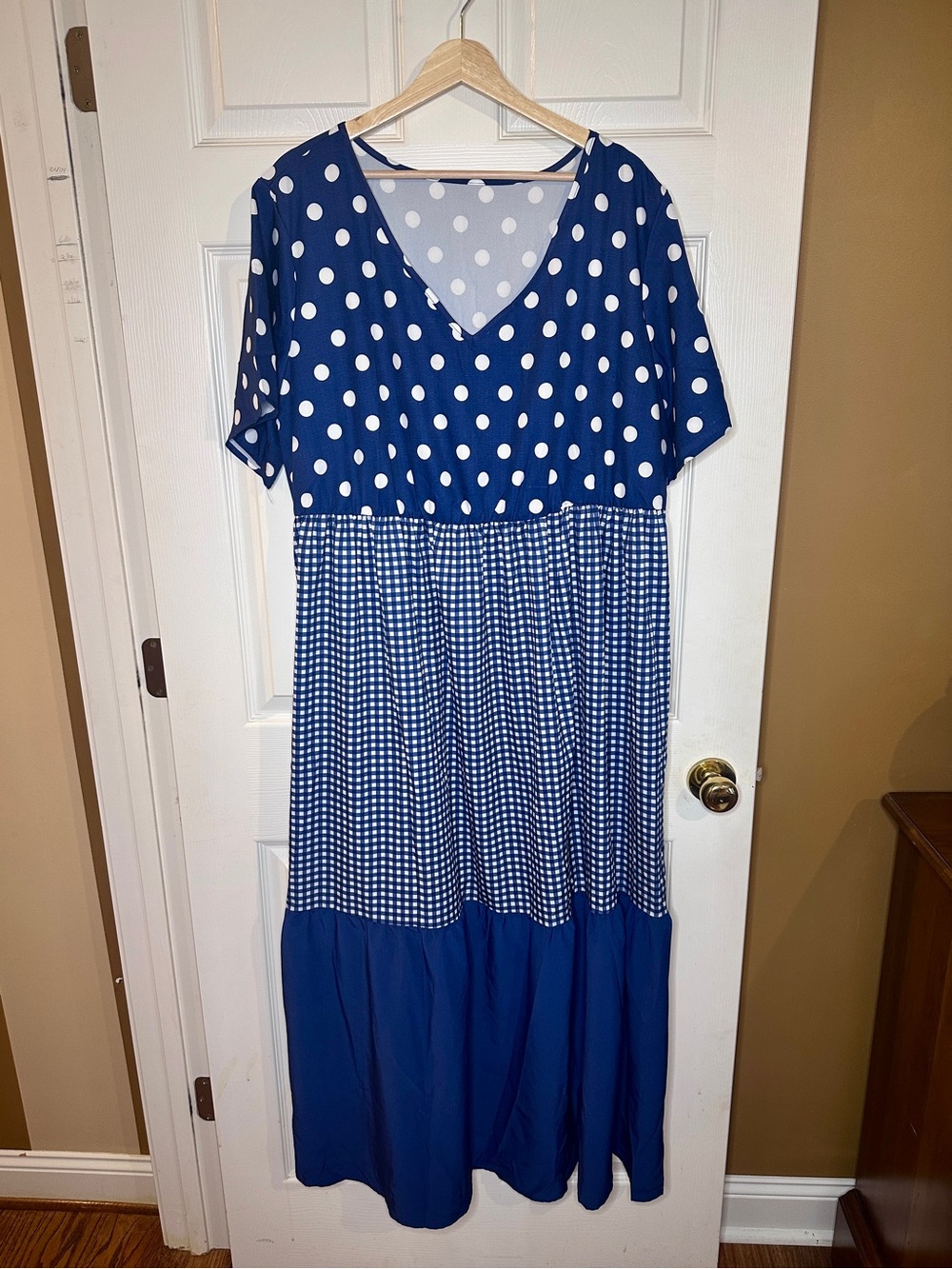 Emery Rose Polka Dot Gingham Maxi Dress Size 3XL